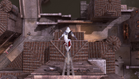 Ezio performing a leap of faith.
