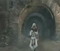 Ezio in the sewers.