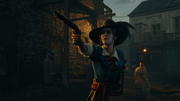 Théroigne stopping a food cart