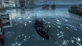Ezio commandeering a Gondola.