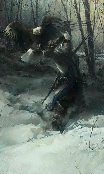 File:Concept art of Connor holding an eagle.jpg