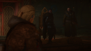 Guthorm and Styrbjorn noticing Eivor's presence
