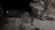 Kassandra talking to the cave diggers