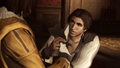 Ezio brings the feathers to Petruccio.