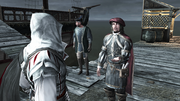 Leonardo thanking Ezio for the rescue