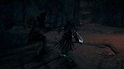 Kassandra fighting a Follower of Ares