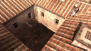 Ezio eavesdropping on a meeting in Rome
