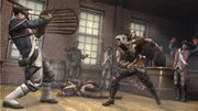 Ratonhnhaké:ton fighting in a tavern