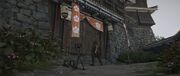 Yasuke outside the door leading into the inner courtyard