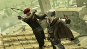 Ezio assassinating the second guard
