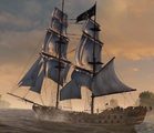 The Jackdaw, a pirate ship captained by Edward Kenway, resembled a cross between a brig and a frigate, while armed like a Man-of-War.[7]