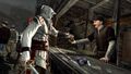 Ezio trading with a Blacksmith