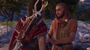 Theras thanking Kassandra for saving him