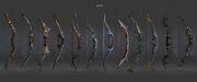 Concept art of legendary bows in Odyssey