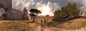 Panoramic view of the Piramide Cestia area