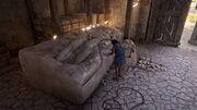 Phidias working on a statue in his workshop in Sanctuary of Olympia