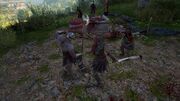Kassandra fighting the Followers before the shrine