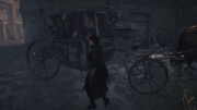 Evie preparing to enter the carriage
