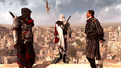 Ezio and Machiavelli watch as an Assassin performs the Leap of Faith