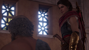 Kassandra agreeing to help Pentheus