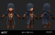 Colored and textured statue model of Arno