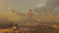 Bayek confronting Pothinus and his war elephant
