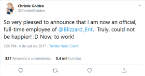 Christie Golden - Twitter - Blizzard employee.png