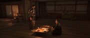 Mitsuhide departs after informing Sōkyū of his absence