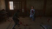 Inoshichi fighting Naoe inside his home