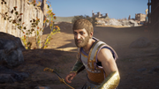 Kleon panicking after hitting Deimos with an arrow