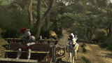 Ezio following the second chariot.