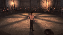 Ezio in the fight club underneath the barracks.