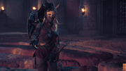Kensa imploring Bayek to come back to the arena.