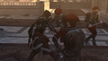 Ezio fighting the guards outside the Vatican.