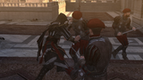 Ezio fighting the guards outside the Vatican.