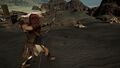 Kassandra shooting at the wolves