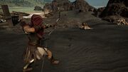 Kassandra shooting at the wolves