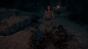 Leda with her would-be-killers in the cave