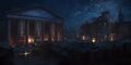 Original artwork of Pantheon at night.