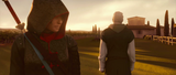 Jun departing from Ezio's villa.