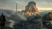 Concept art of Derinkuyu from the outside