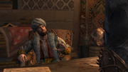 Piri telling Ezio about Caltrop bombs