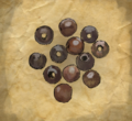 The scattered rosewood beads found near the victim.