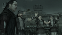 Mario and his mercenaries, cheer for Ezio.