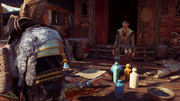 Azar informing Eivor of Konstantinos' arrival