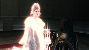 Ezio holding the Apple out for Minerva