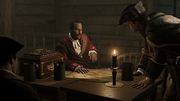 Johnson telling Haytham of his research's progress