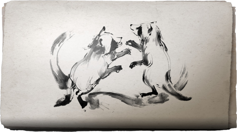 File:ACSH Sumi-E Tanuki Pups at Play.png