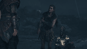 Darius approaching a wounded Phila
