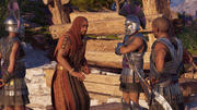 Theras being threatened by Cultist guards